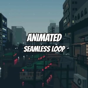 Japanese Pixel Art City Canal Night Animated Background for Lofi and Study · 1080p MP4