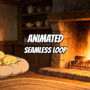 Cozy Fireplace Ducklings Sleeping Live Wallpaper for Podcasts · 1080p MP4 image 1