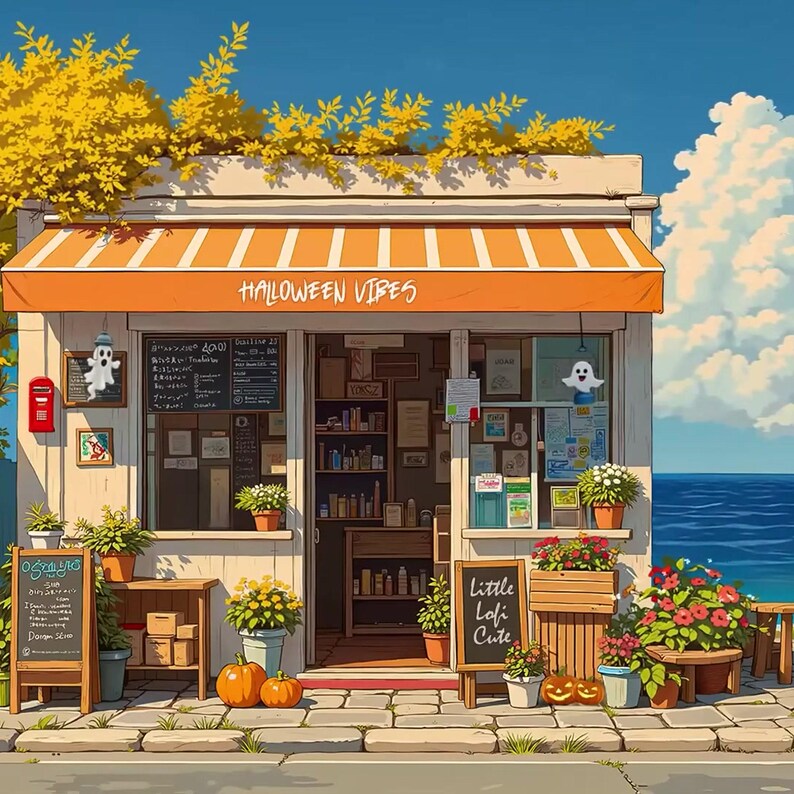 Cozy Autumn Cafe Street Animated Background for Lofi Videos · 1080p MP4 image 2
