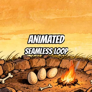 Dinosaur Campfire Animated Background for VTuber Stream · 1080p MP4 image 1