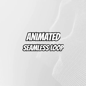 May include: A digital graphic featuring the bold, black, sans-serif text "ANIMATED SEAMLESS LOOP" centred against a light grey, textured background. The letters have a slight white outline, creating a clear contrast against the neutral backdrop.
