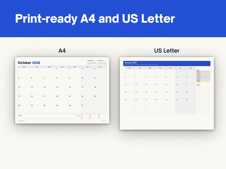 2027 Family Calendar Spreadsheet, image 13