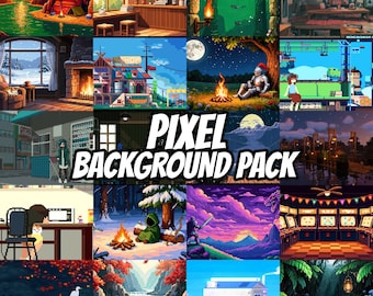 Animierter Pixel-Hintergrund mit Lagerfeuer im Grand Canyon für Streamer · 1080p MP4
