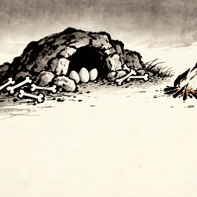 Fondo animado de fogata con dragón de cueva mística para VTubers · MP4 1080p imagen 2