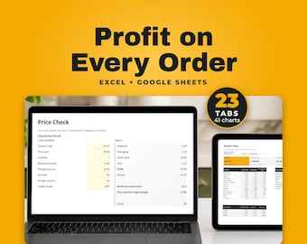 Profit Tracker Spreadsheet for Orders, Break Even Price Calculator, Handmade Seller Template, Excel and Google Sheets, A4 and US Letter