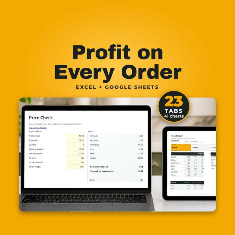 Profit Tracker Spreadsheet for Orders