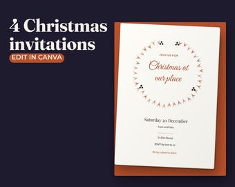 Christmas Party Invitation Template, Holiday Sweater Party, Office Lunch, Family Dinner Invite, Editable Canva, Phone Size, 5x7 Printable