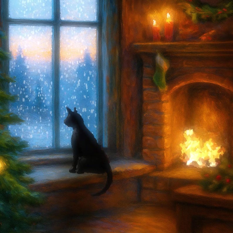 Cozy Christmas Fireplace Snowman Window Animated Background for Ambient Wallpaper · 1080p MP4 image 2