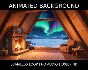 Cozy A-Frame Cabin Aurora Animated Background for Twitch Stream · 1080p MP4
