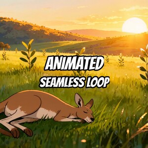 Sleeping Kangaroo Golden Hour Field Animated Background for Live Streams · 1080p MP4 image 1