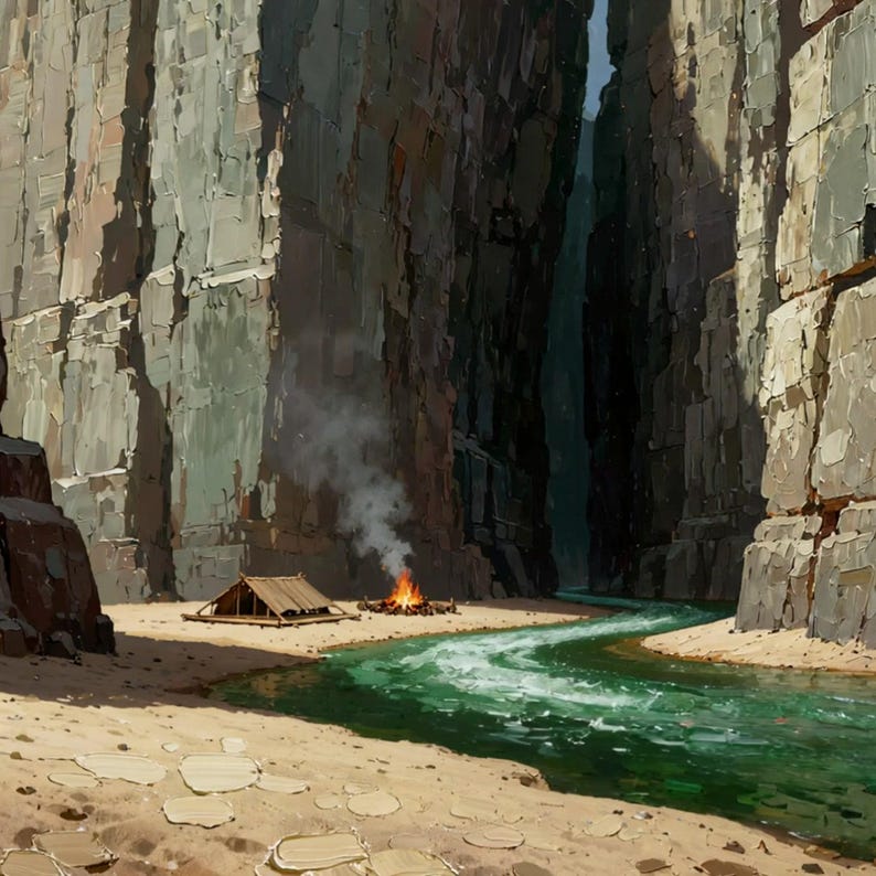 Animowane tło rzeki Campfire Canyon dla VTuber Stream · 1080p MP4 zdjęcie 2