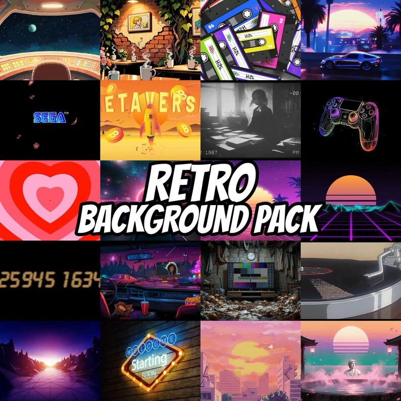 Dynamic Retro Synthwave Grid Animated Background for VTubers · 1080p MP4 image 1