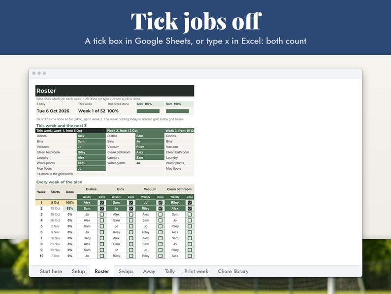 Round Robin Schedule Spreadsheet and Chore Chart Bundle, image 11