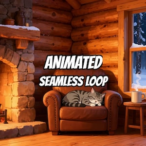 Cozy Winter Fireplace Cabin Animated Background for Streamers · 1080p MP4 image 1
