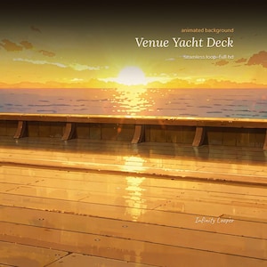 Golden Sunset Deck Ocean View With Coffee Animated Background for OBS Streaming · 1080p MP4
