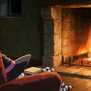Cozy Fireplace Reading Night Animated Background for Sleep and Relaxation · 1080p MP4 image 2