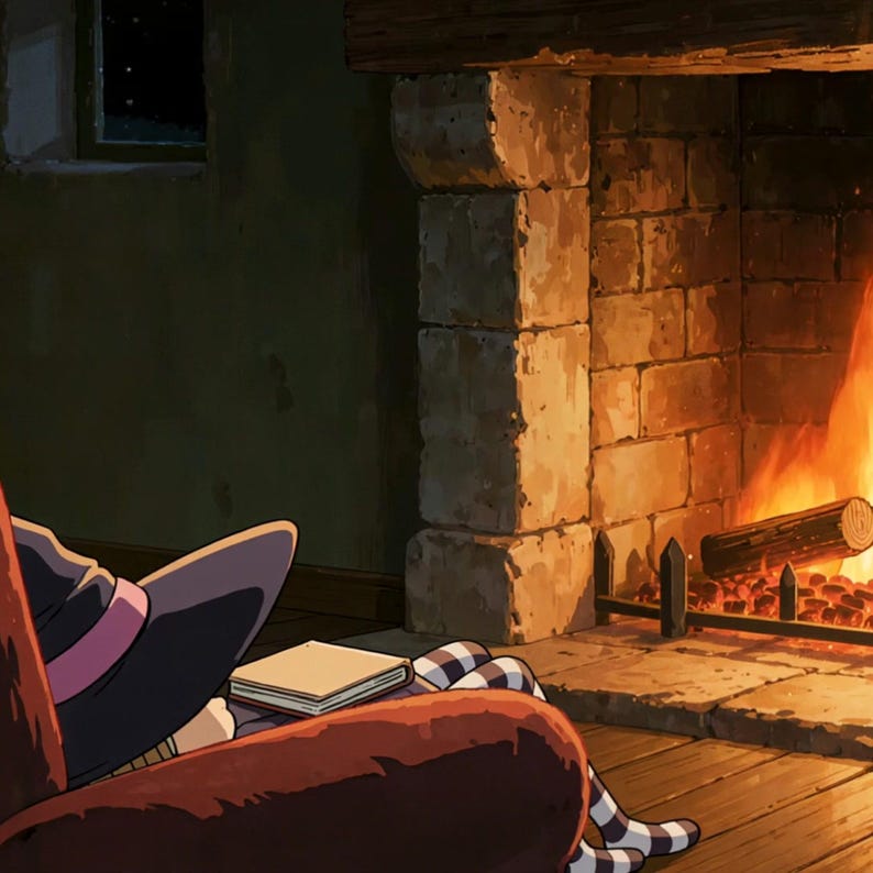 Cozy Fireplace Reading Night Animated Background for Sleep and Relaxation · 1080p MP4 image 2