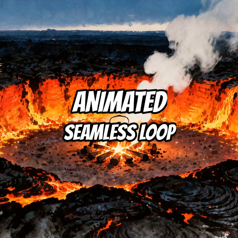 Lava Pit Campfire Animated Background for VTuber Stream · 1080p MP4 image 1