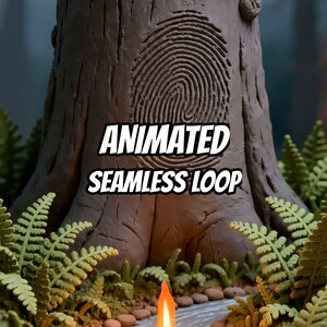 Claymation Fingerprint Tree Campfire Animated Background for VTubers · 1080p MP4 image 1