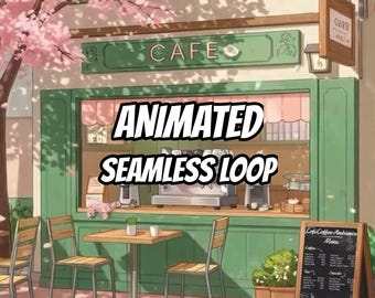 Pink Cherry Blossom Cafe Animated Background for Lofi Videos · 1080p MP4
