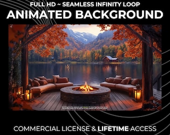 Gemütliches Herbst Lakeside Ambiente - Fire Pit Lofi - HD 4K Süßer Loop - Nahtloses Loop-Video - Bewegung Hintergrund