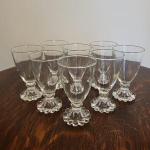 Vintage Boopie Glasses Set of 8- Clear Bubble Base 4.5&quot; tall-Anchor Hocking Berwick Style Mid Century Glassware