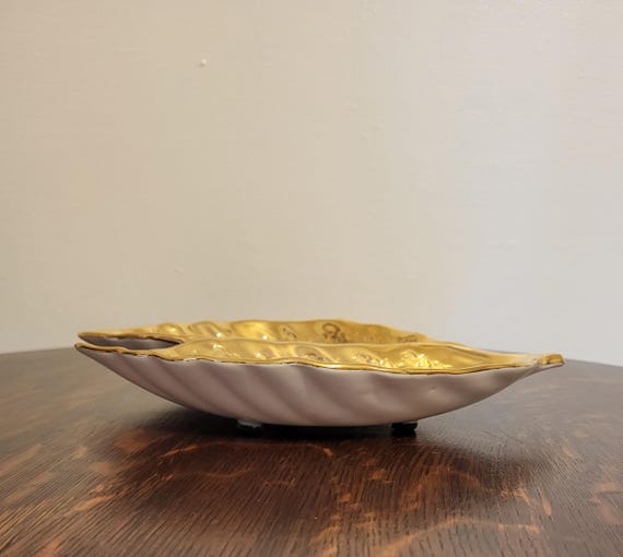 22K Gold Double Leaf Candy/trinket Dish by Holley Ross-elegant Mid