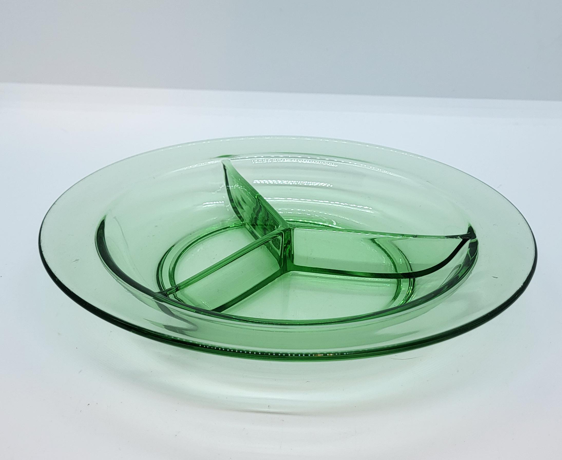 Uranium Glass Divided Dish - Etsy