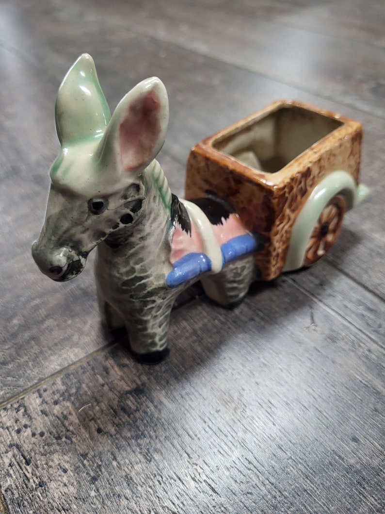Vintage Porcelain Donkey Rickshaw Planters. Made in Occupied Japan Etsy