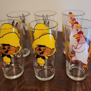 Vintage 1970&#39;s Pepsi cartoon character glasses. Set of 6