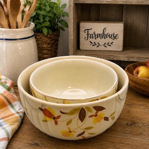Vintage Hall's Superior Kitchenware Set of 2 Nesting Bowls-Farmhouse Kitchen Decor