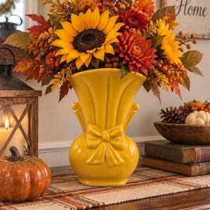 Vintage Shawnee Pottery #819 Yellow Bow Vase-Mid Century Cottage Farmhouse Decor