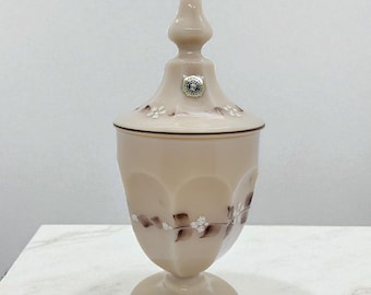 Vintage Westmoreland Almond "Beaded Bouquet" Colonial Candy Dish-Elegant Mid Century Decor