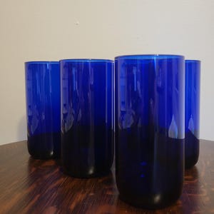 Set of 6 Vintage Cobalt Blue Tumblers-&quot;Retro Glassware Collection&quot;