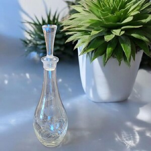 Vintage Floral Etched Glass Decanter with Stopper