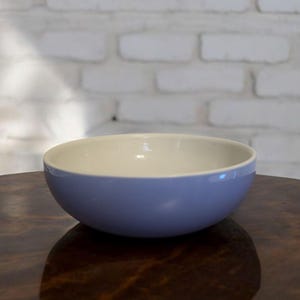 Vintage Blue & White Stoneware Serving Bowl-&quot;Farmhouse Kitchen Decor&quot;
