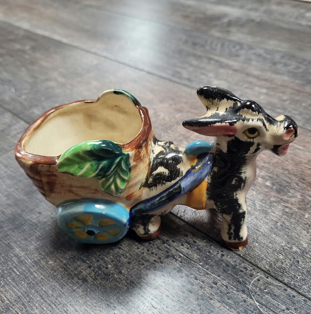 Vintage Porcelain Donkey Rickshaw Planters. Made in Occupied Japan Etsy