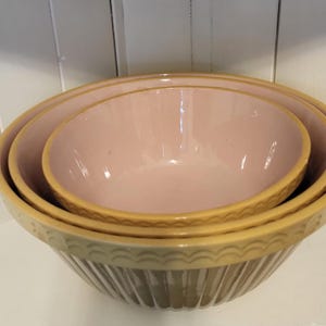 Set of 3 Vintage Stoneware Mixing Bowls