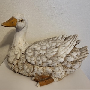 White Resin Duck Figurine