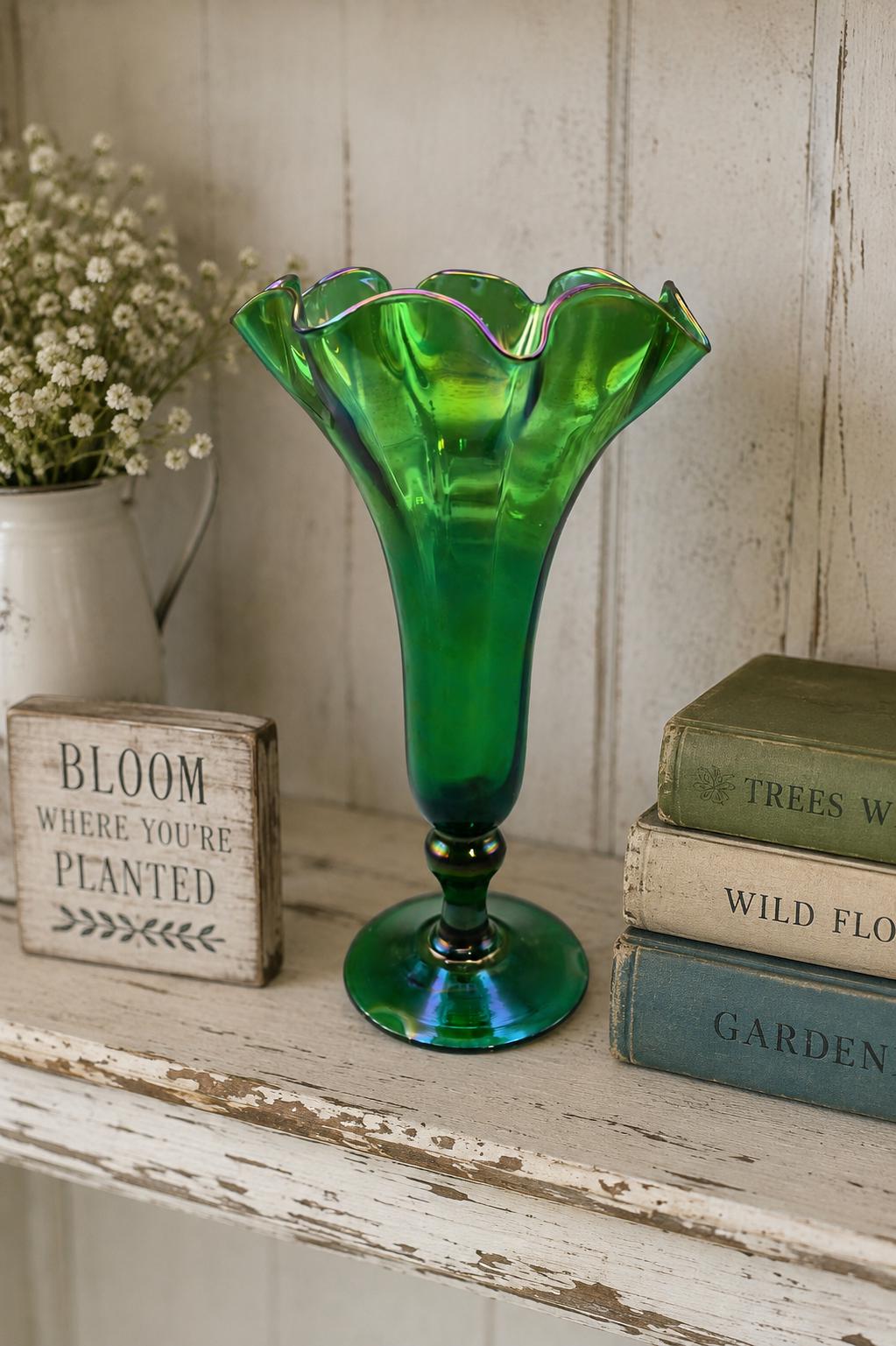 Emerald Green Mid Century Vase - Etsy