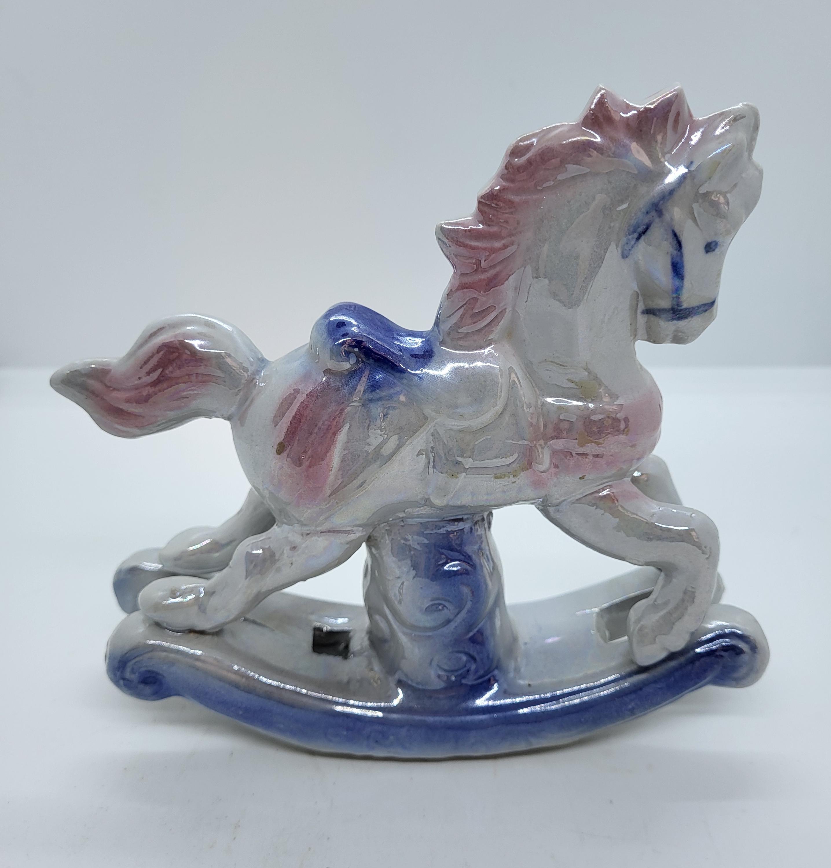 Rocking Horse  【馬の置物】 Vintage Iridescent Porcelain Rocking Horse. - Etsy