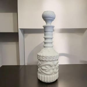 Vintage White Glass Jim Beam Kentucky Bourbon Decanter
