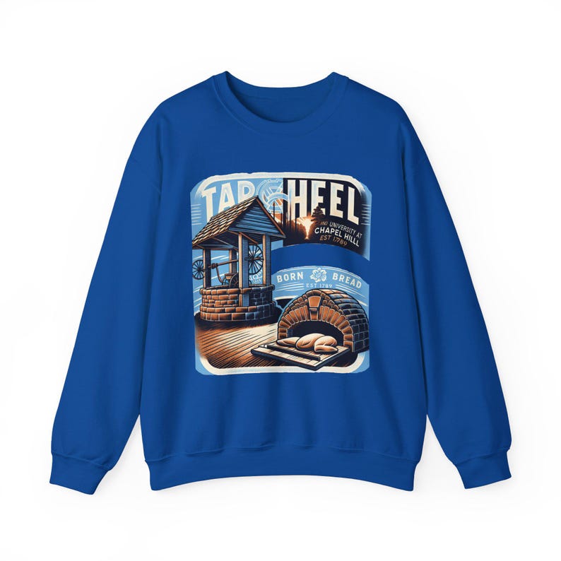 Sudadera Tar Heel UNC Chapel Hill - Diseño Born and Bread, unisex, mezcla gruesa, cuello redondo imagen 7
