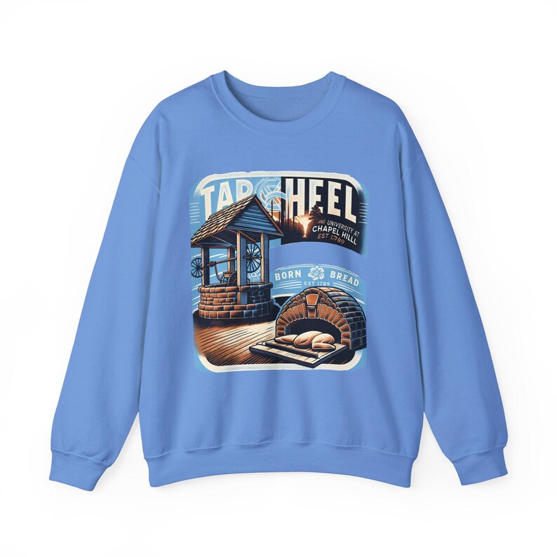 Sudadera Tar Heel UNC Chapel Hill - Diseño Born and Bread, unisex, mezcla gruesa, cuello redondo imagen 4