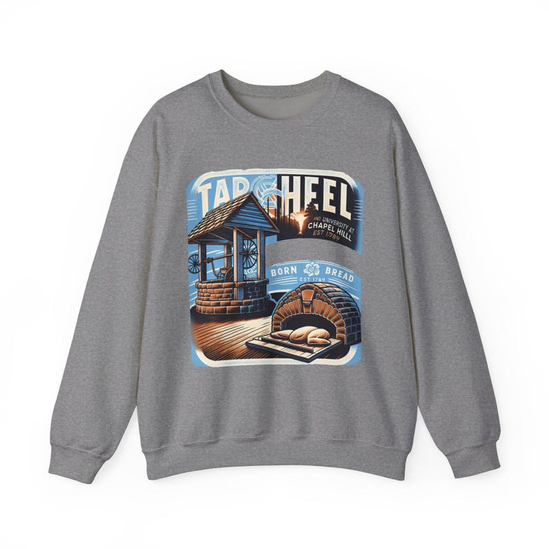 Sudadera Tar Heel UNC Chapel Hill - Diseño Born and Bread, unisex, mezcla gruesa, cuello redondo imagen 5