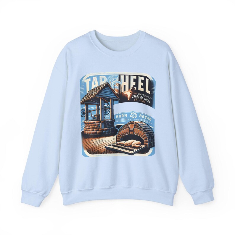 Sudadera Tar Heel UNC Chapel Hill - Diseño Born and Bread, unisex, mezcla gruesa, cuello redondo imagen 8