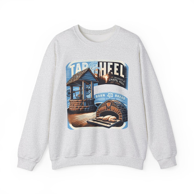 Sudadera Tar Heel UNC Chapel Hill - Diseño Born and Bread, unisex, mezcla gruesa, cuello redondo imagen 9