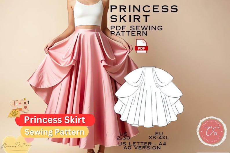 Princess Skirt Sewing Pattern PDF 2025 Etsy