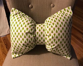 Christmas Tree Bow Throw Pillow with Pillow Insert