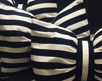 Navy & White Stripe Bow Throw Pillow with Pillow Insert